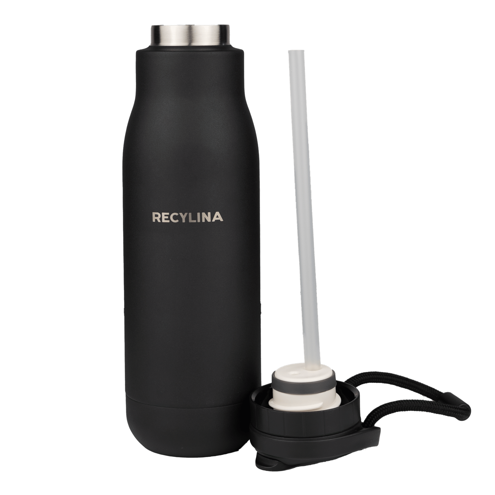 RecylinaBottlesBlackStrawPNG